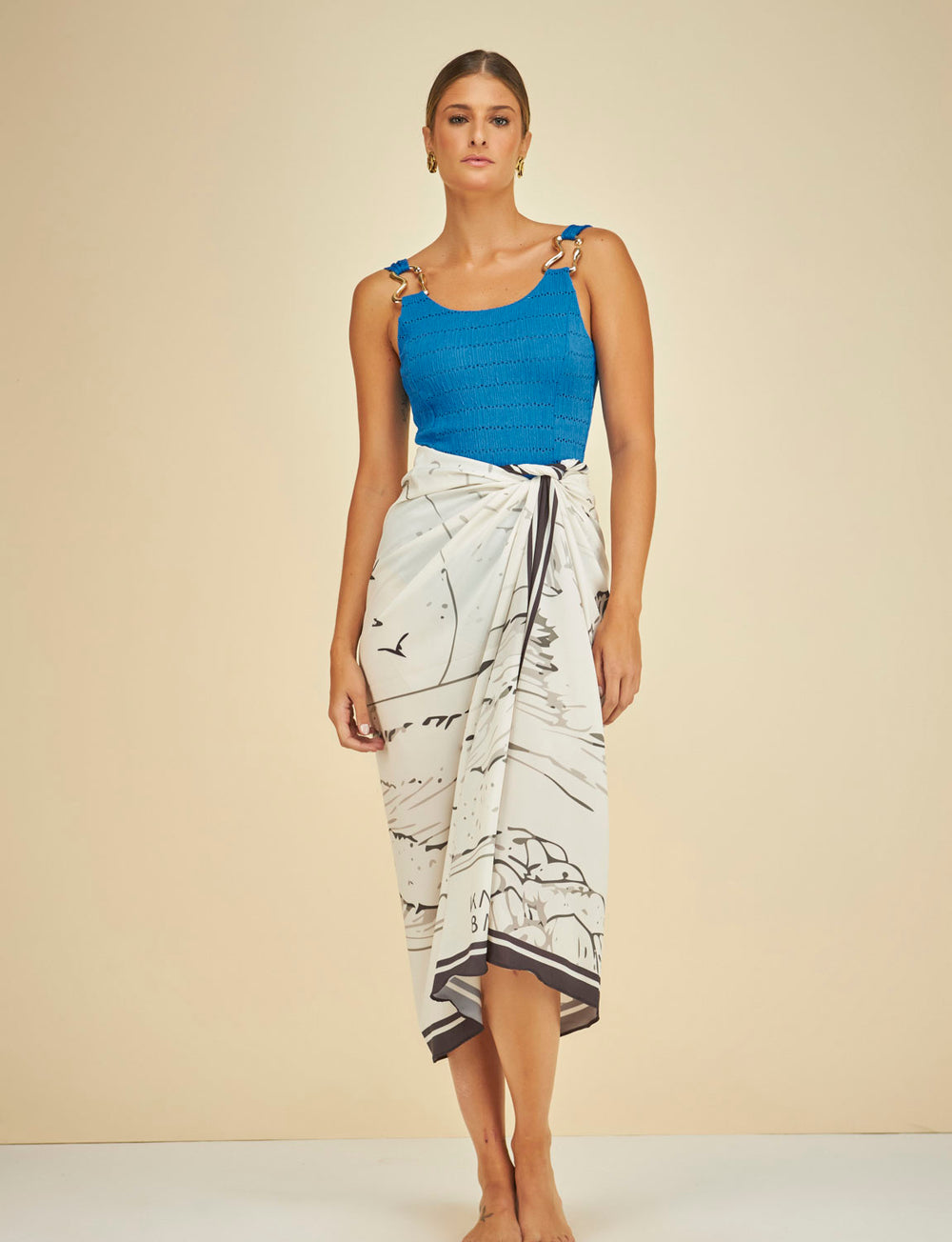 Maiô Premium Textura Safira Detalhes Fivela