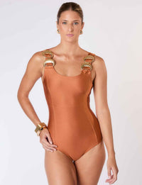 Maiô Premium Argola Ouro Martelada Conhaque