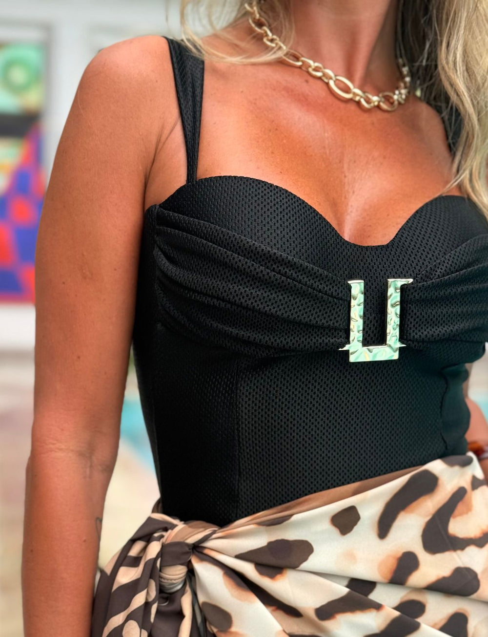 Maiô Ultra Modelador 3.0 Ouro Martelado Preto