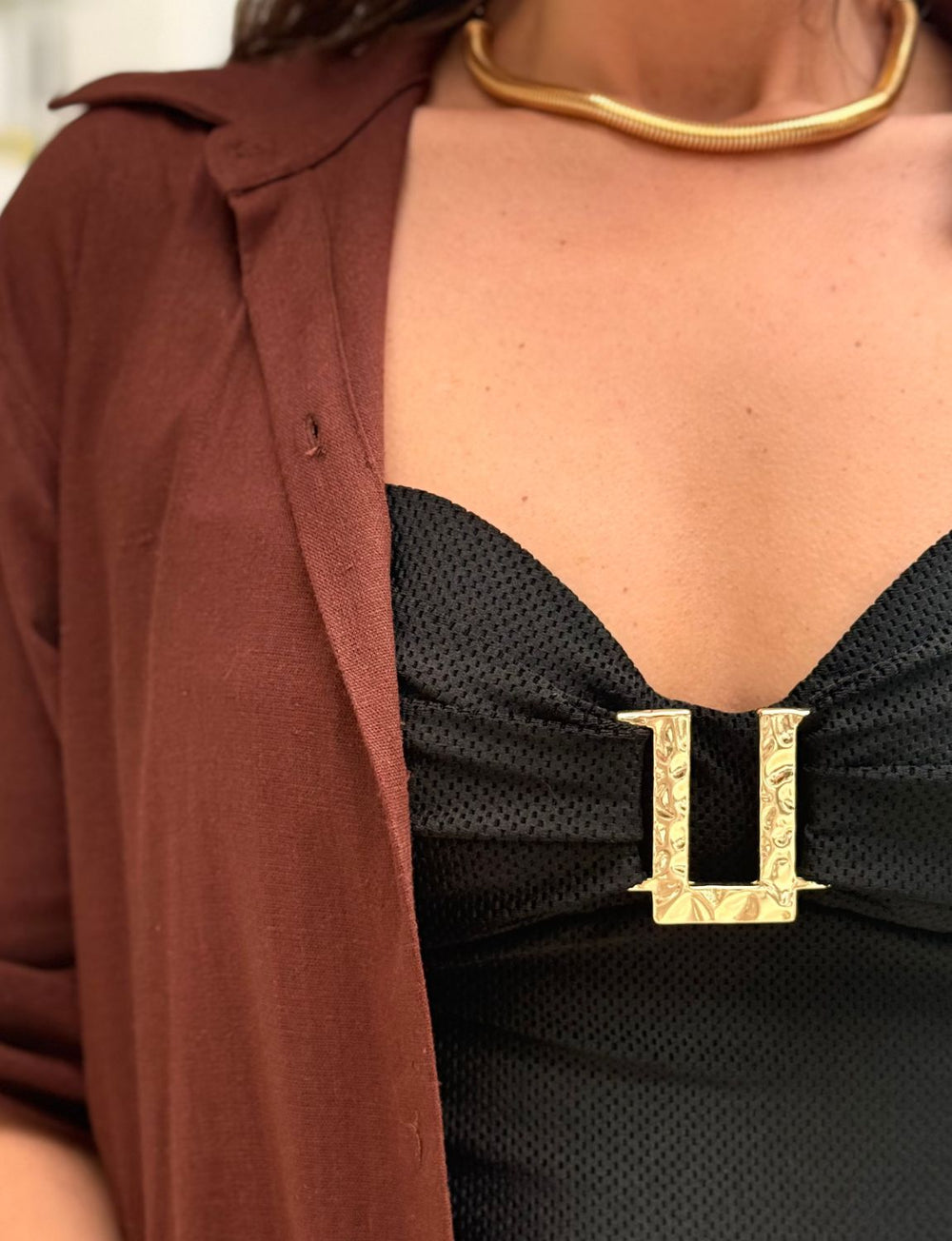 Maiô Ultra Modelador 3.0 Ouro Martelado Preto