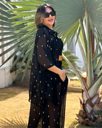 Camisa Kimono Mangas Curta com Foil Brigitte