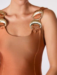 Maiô Premium Argola Ouro Martelada Conhaque