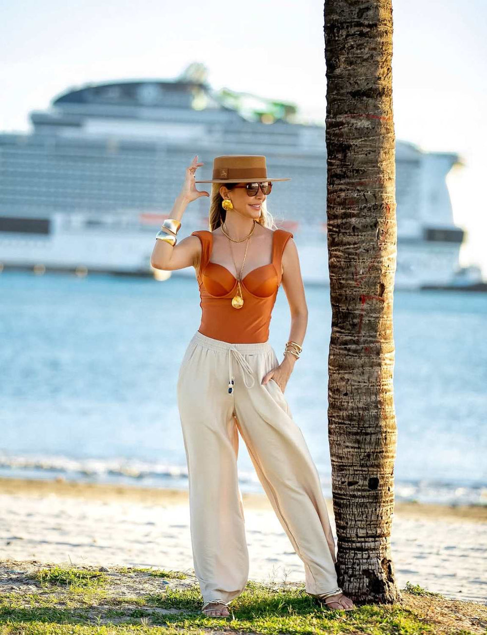 Calça Pantalona Areia