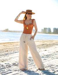 Calça Pantalona Areia