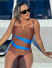 Maiô Recortes Decote Aro V Safira