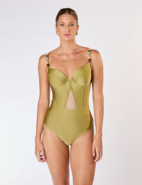 Maiô Ultra Modelador com Aro Estruturado Zahara Pistache