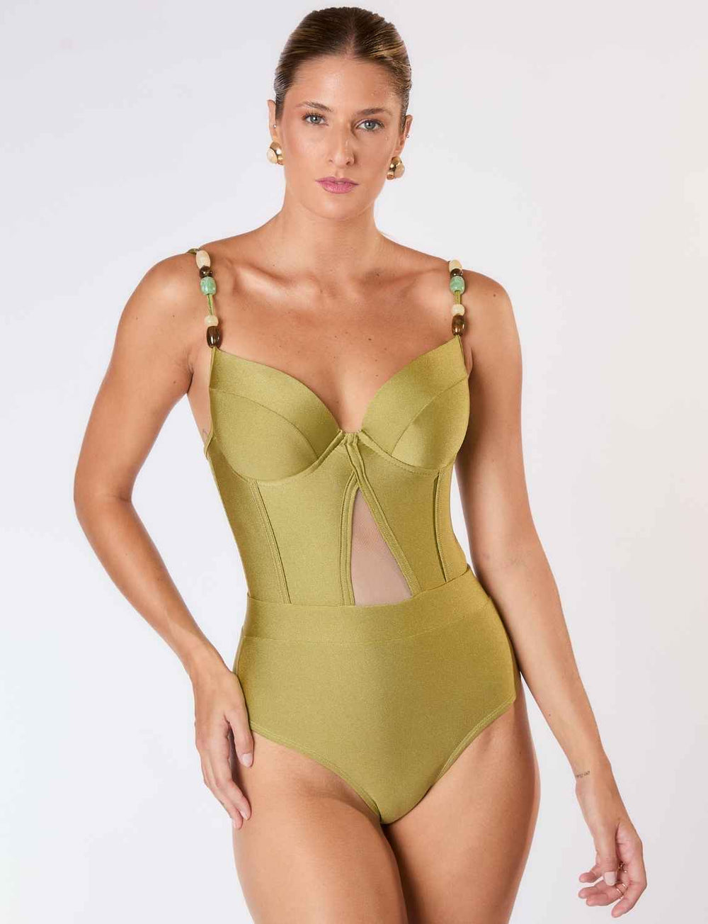 Maiô Ultra Modelador com Aro Estruturado Zahara Pistache