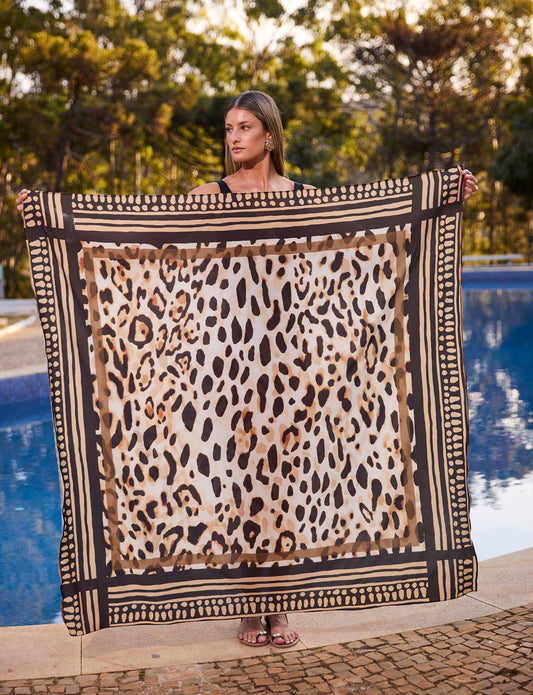 Saia Longa Pareô Amarrações Jaguar Print