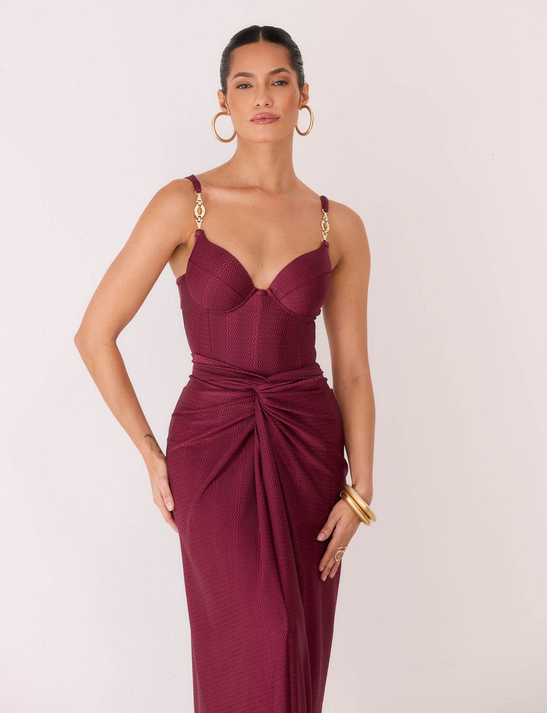 Saia Longa Transpasse Textura Burgundy