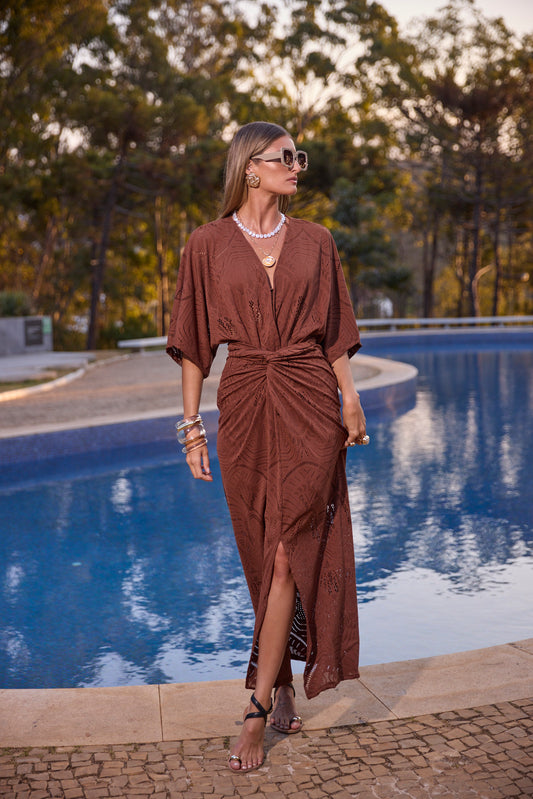 Saia Transpasse Malha Tricot Rendada Grumari