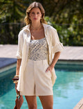Short Alfaiataria Bolso Faca Linho Marfim