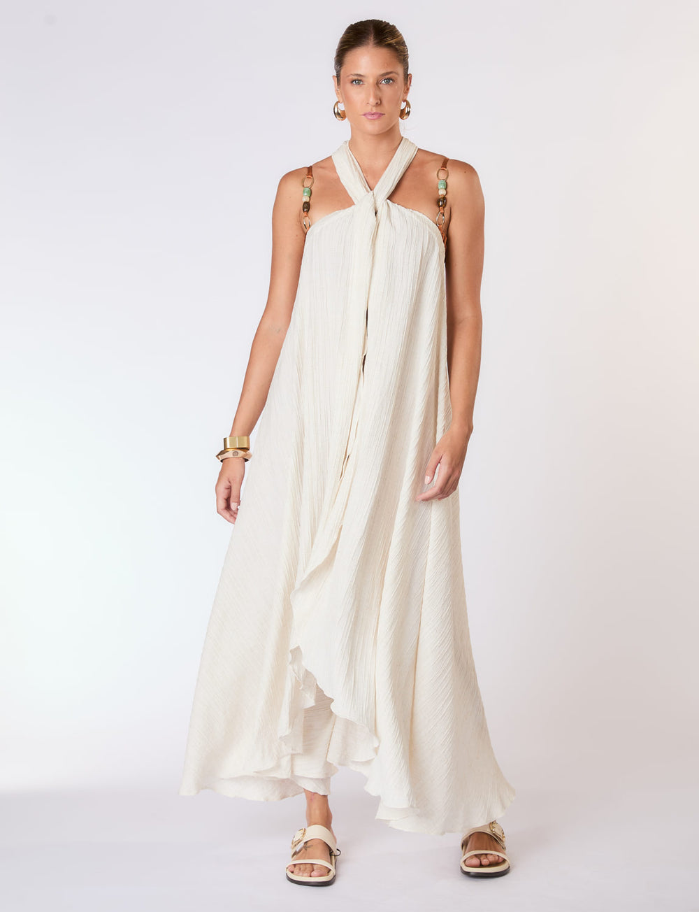 Túnica Fluida Nervuras em Linho Cru