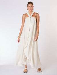 Túnica Fluida Nervuras em Linho Cru