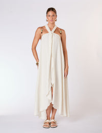 Túnica Fluida Nervuras em Linho Cru